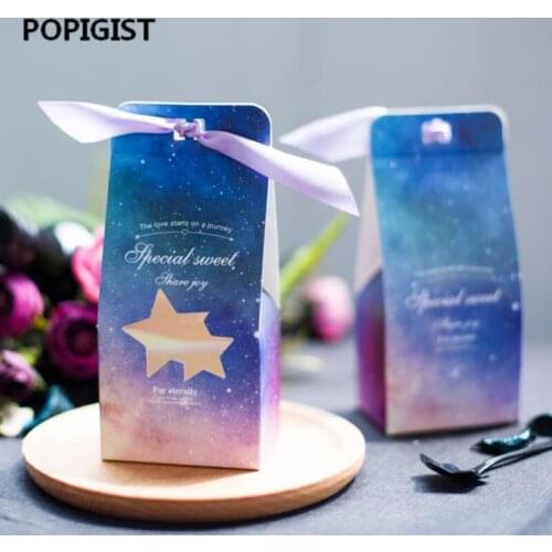 Star Theme Personality Wedding Supplies Box Wedding Like Candy Box Bomboniera Party Gift Box Paper Candy Gift Bag 50pcs