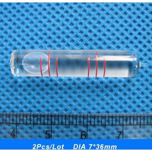 2Pcs/Lot Size 7*36mm High Precision Glass Level glass level bubble Cylindrical Bubble Spirit Level White Water