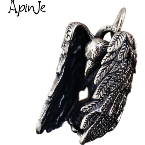 Apinje Vintage 925 Sterling Silver Thai Silver Necklaces Pendant for Men Animal Eagle Creativity Fashion Fine Jewelry Pendant