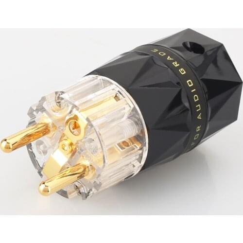 High Quality Viborg VE503G+VF503G Pure Copper Transparent 24K Gold Plated Schuko EU Power cable Extenstion adapter Plug