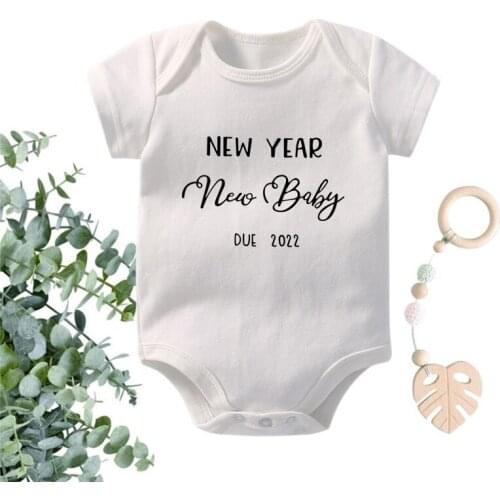 Pregnancy Announcement New Year New Baby Due 2022 Newborn Baby Bodysuits Cotton Short Sleeve Baby Boys Girls Onesies Outfits