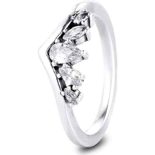 2020 New 925 Sterling Silver Sparkling Pear & Marquise Wishbone Rings for Women Wedding Ring Fashion Jewelry bague femme