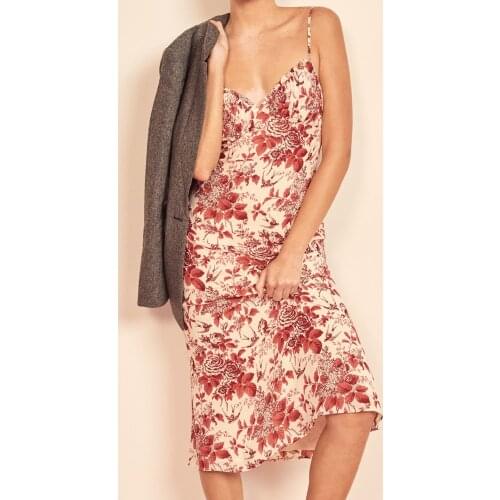 Bohemia Women Sexy Sling Dress Chic Floral Party robe Female Sleeveless A-line Long Dress lacing Deep v-neck Chiffon vestido