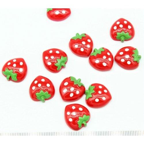 200pcs Puffy red hand paint Strawberry Resin Flatback Cabochons - 22mm - Decoden - Kawaii - Kitsch - Fruit - DIY