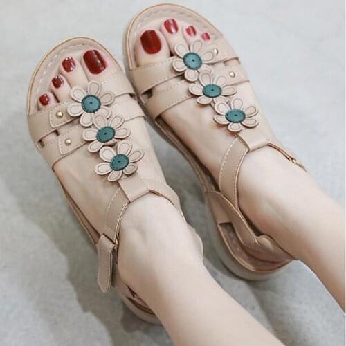 2021 Sandales Summer Sandals Women Wedges Platform Ladies Shoes Outdoor Flowers Casual Girls Plus Size Light Shoes for Women