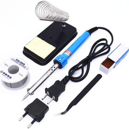 220V 30W Electric Soldering Irons Kit Lead-Free with Iron Stand Solder Wire Rosin Tweezers Repair Welding Tools for Electronics