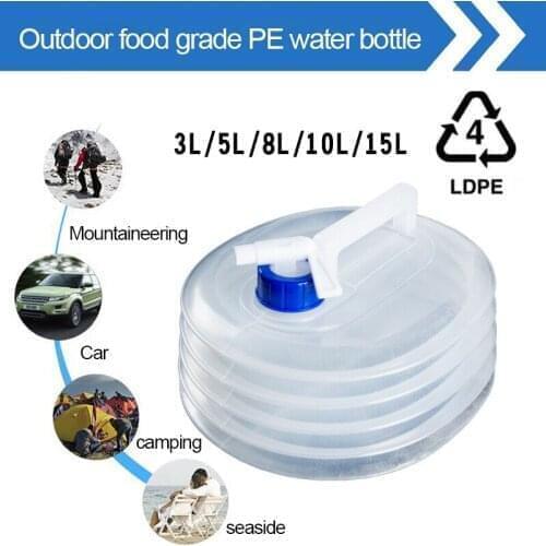 3/5/8/10/15L PE Collapsible Water Container Outdoor Hiking Fishing Foldable Water Bag Camping Water Tank Bucket