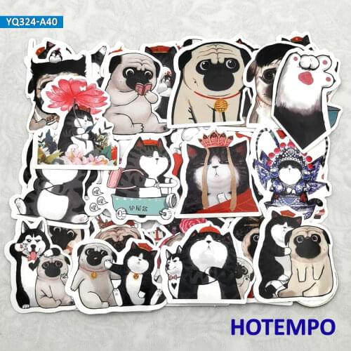 40pcs Cute Cartoon Cat Emperor Dog Lord Mini Diary Stickers for Scrapbook Stationery Mobile Phone Laptop Q Anime Decal Stickers