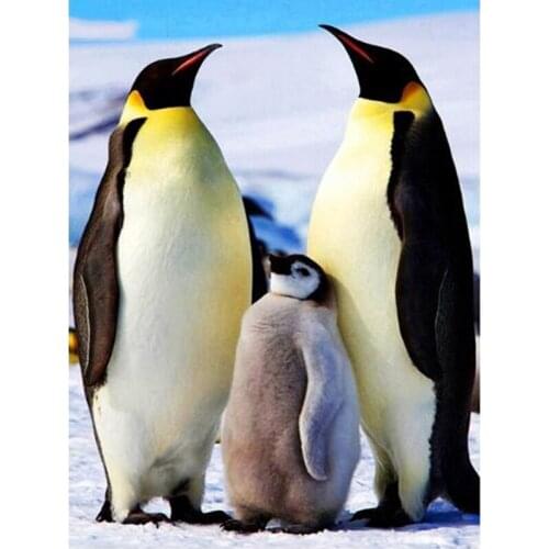 5D DIY Diamond Painting Penguin Family Full Square Round Diamond Embroidery Cross-stitch Kits Rhinestone Mosaic Home Decoration