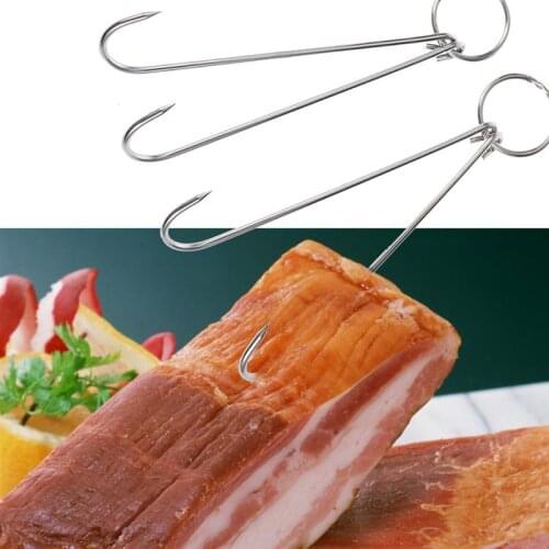 6pcs Meat Hooks Stainless Steel Double Meat Hooks Drying Roast Duck Hook Bacon Hanger Grill Hanging Rack