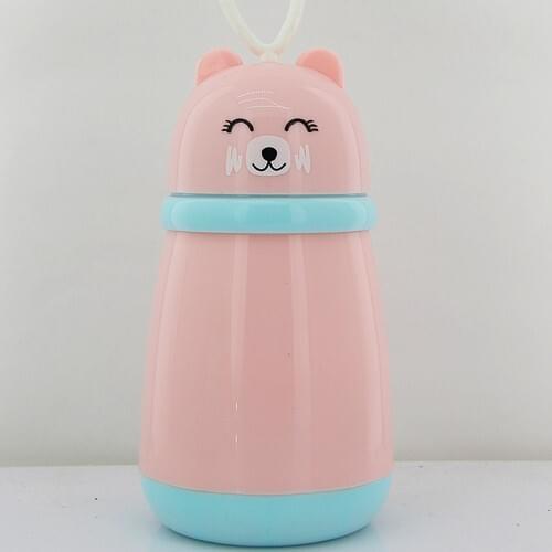 CoverZone Cute Cartoon 380ML Cute Cartoon Glass Cup Portable Thermos Pink