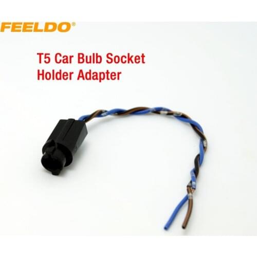 FEELDO 2Pcs T5 Car LED Bulb Socket Holder Adapter Harness Plugs #AM3816
