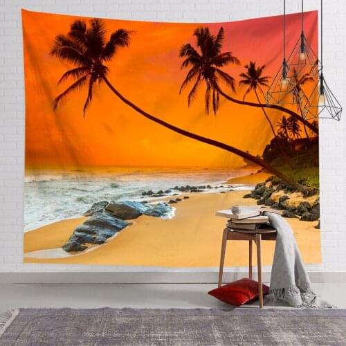 Hawkalice Ocean Tapestry Wall Hanging Sea Beach Wave Sun Cloud Landscape Scenery Nature Wall Art Bohemian Home Decor 90x70 Inch