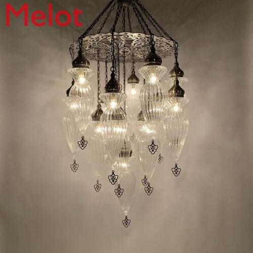 Dubai Style Characteristic Villa Duplex Building Living Room Decoration Chandelier Staircase Hotel Restaurant Chandelier Decor