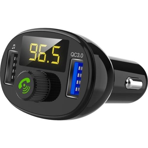 Korseed FM Transmitter Bluetooth 5.0 Dual USB QC3.0 Car Charger Wireless Handsfree Car Kit FM Radio Adapter Support USB Driver