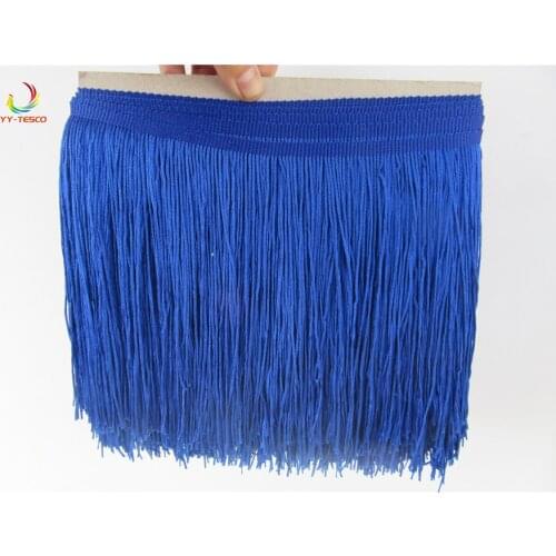 20CM 10yards/lot Polyester Fringe Trim sapphire Tassel Ribbon Lace Accessory Sew Latin Dress Garment Curtain DIY Accessories