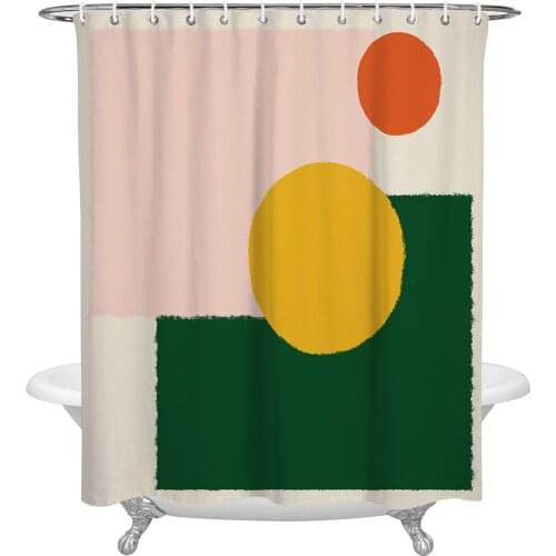 Minimalist Geometric Abstraction Shower Curtains Bathroom Curtain Waterproof Polyester Frabic Bathroom Curtain with Hooks