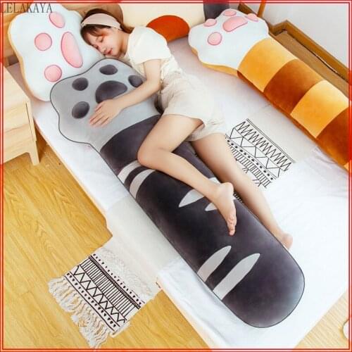 Washable Cats Paw Long Pillow Sofa Seat Back Cushions Throw Pillow Bedside Cushion Kids Baby Sleeping Stuffed Plush Toys gift
