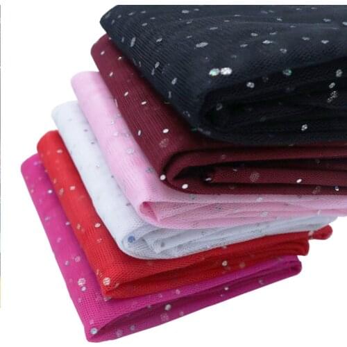 1.6*1 Yards Soft Tulle Laser Sequins Fabric DIY Baby Shower Tutu Skirt Sewing Wedding Party Decor Princess Dress African Fabric