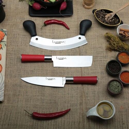 Lazbisa Knife Set Kitchen Knife Set Meat Vegetable Bread Fruit Fish Chef Red Craft Seri Nakiri Pizza Action