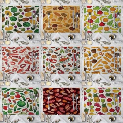 Fruit Vegetables Pattern Table Mat Creative Food Table Napkin For Wedding Kitchen Decor Placemat Dining Accessories