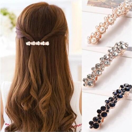 New 1 PC 5 Colors Korean Crystal Pearl Elegant Women Barrettes Hair Clip Hairgrips Hairpin Girls Hair Accessories Headwear