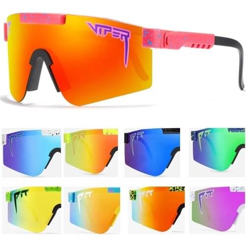 Pit Viper High Quality Polarized Sunglasses RED Lens TR90 Frame UV400 Half Frame Fashion Sports Goggle Big Mirror Shades