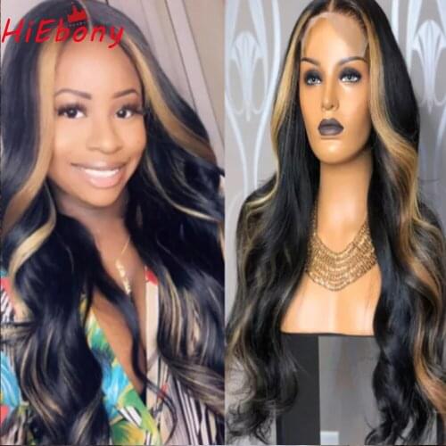 Preplucked Brazilian Remy Lace Front Wigs Wavy Glueless Remy Hair Lace Front Wigs Front Highlight 13x4 Lace Wigs Bleached Knots