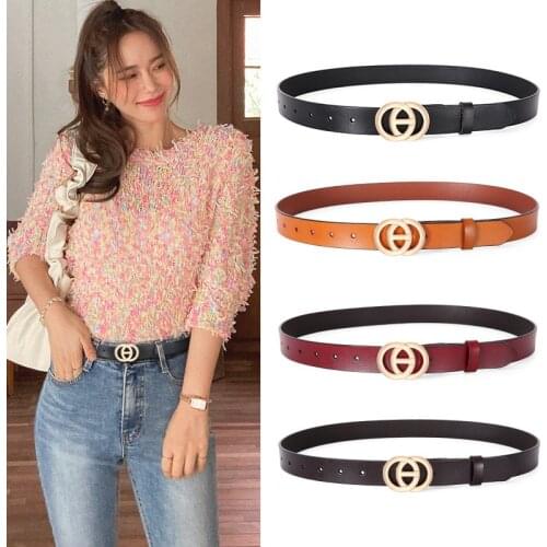Luxury Designer Women Genuine Leather Belts new High Quality Alloy Buckle Belt Female fashion pure cow-leather jeans Waist Belts
