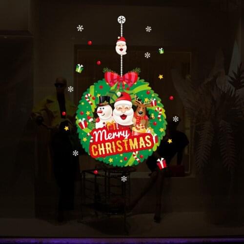 Christmas Christmas snowflake wall stickers decals Santa Claus Snowman Glass Door Sticker Decoration deer wall Decals