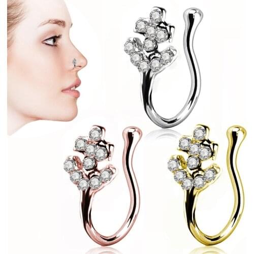 Sexy Fashion Hypoallergenic Pirate Anchor Shape Zinc Alloy Jewelry,1PCSFake Nose with Rhinestones,Imitation Perforated Ring