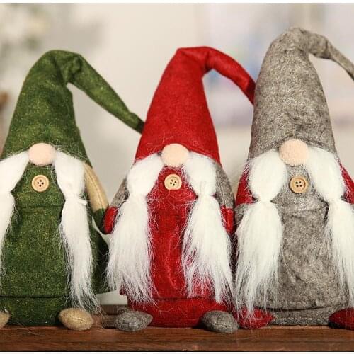 Gray green cloth no face standing tied beard Santa Claus ornaments -1 For Christmas Day decoration gift