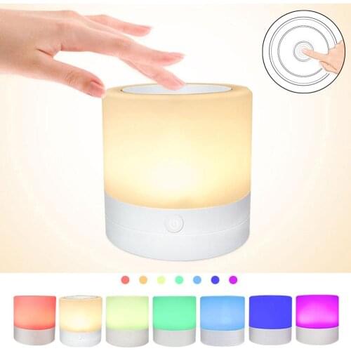 Touch Control LED Night Light Smart Bedside Lamp Smart Rechargeable RGB Color Change Induction Intensity Lamp