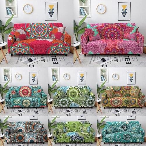 Bohemian Flower Printed Sofa Cover Stretch Elastic Sofa Slipcovers for Living Room Sectional Couch Cover Loveseat Sofa Protector