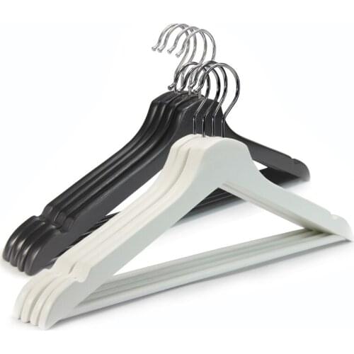 43cm 10 pcs/lot Solid Wood Clothes Hangers Black White Garment Shop Adult Coat Hanger