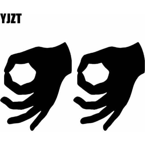 YJZT 18X11.1CM 2 Pack You Looked Peep Hand JDM Funny Racing Drifting Vinyl Decal Car Sticker Black/Silver C26-0288