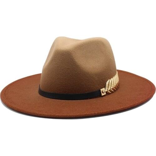 Hot gradient Autumn Winter Sun Hat Women Men Fedora Hat Classical Wide Brim Felt Floppy Cloche Cap Chapeau Imitation Wool Cap