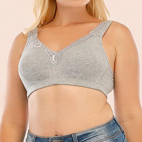Womens Cotton Bras Wireless Full Cup Sexy Lingerie Tops Large Chest Plus Size Brassiere Underwear Size A B C D E F Cup