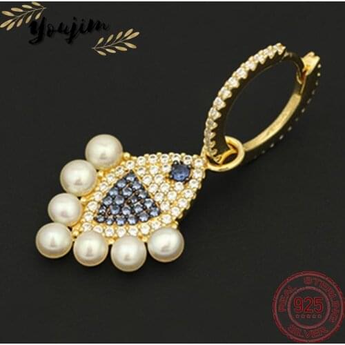 Summer fashion ladies zircon pearl small fish single earring luxury cute Monaco exquisite jewelry gift 925 silver