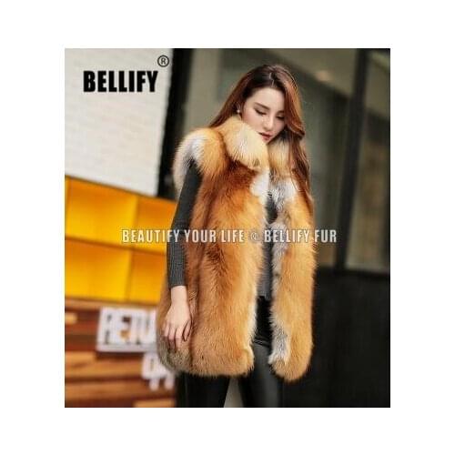 Best Selling winter ladies luxury red Fox Fur vest waistcoat , Wholepiece stand collar genuine red fox fur gilets