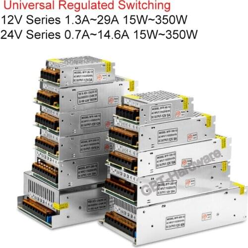 12V 24V Switching DC Power Supply 0.7A~29A Overload Protection 15~350W Heat Dissipation Dustproof Led Liquid Crystal Display