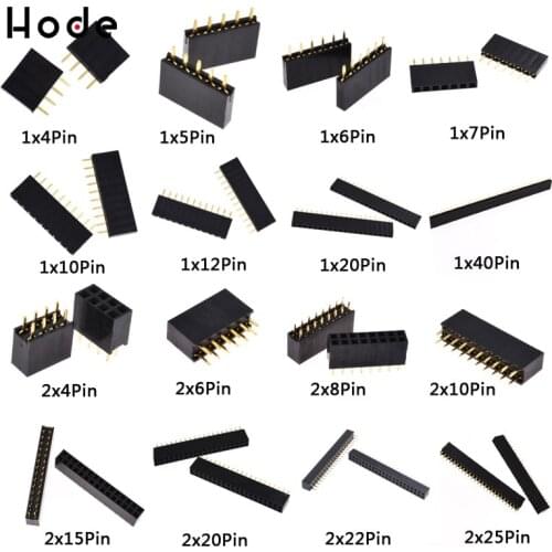10pcs 2.54mm 2mm Connector Female Set 1X4 to 1X40 Pin 2X4 to 2X25 Pins Single Double Row PCB Connector Strip Pin Header