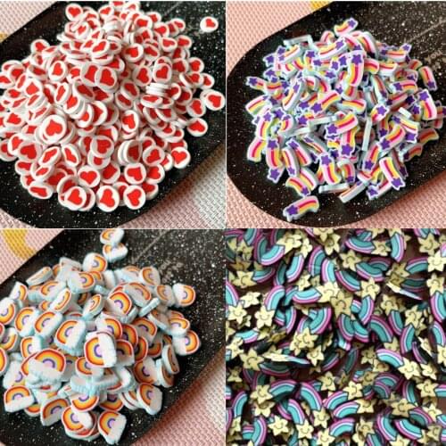 100g Cartoon Heart Star Rainbow Polymer Sprinkles Jewelry Fillings Accessory DIY Nail Charms Handmade Resin Shaker Stuff Craft
