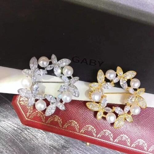 2 Color Optional Hot sales Zircon Brooches Pins For Suits Dress Banquet Sweater Boutonniere Party Brooches Jewelry For Man Women