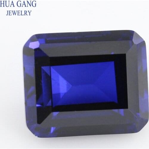 34# Blue Stone Octangle Shape Parallel Cut Synthetic Corundum Gems stone For jewelry Size 4x6~15x20mm Free Shipping