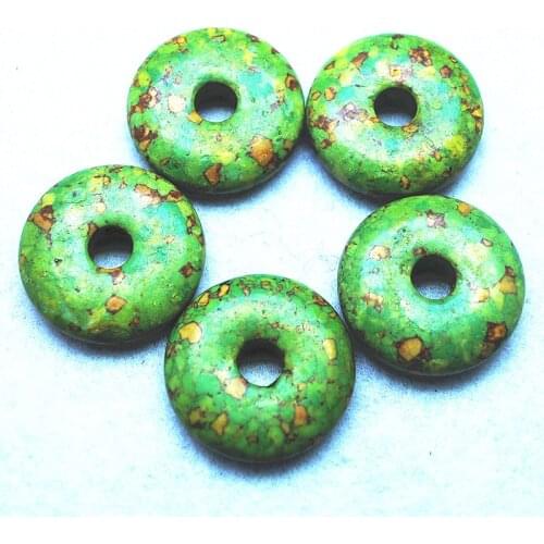 5pcs nature stone pendants green turquoise round shape donut shape size 30mm for women necklace making jewelry findings best pri