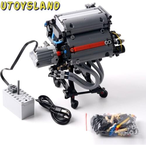 871Pcs Dynamic Version 32 Air Valve 8-Cylinder 4-Stroke Engine Building Kit For V8 Model MOC Small Particle For Children Toys