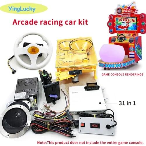 Arcade kit 31 in 1 Fire Car racing game board with steering wheel wiring harness for DIY Children outdoor recreation machine