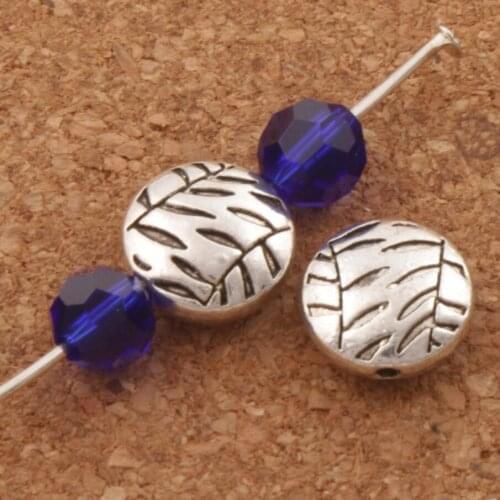 Bamboo Engraved Round Flat Beads 9.5x9.8mm 42pcs Zinc Alloy Metal Bead Spacers Jewelry Findings L635