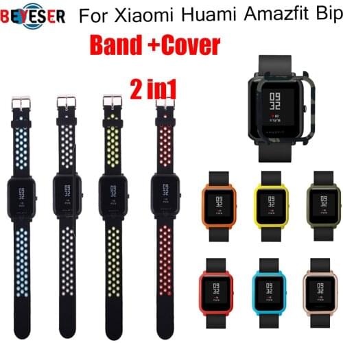 Wristband for Xiaomi Amazfit Bip BIT PACE Lite Youth Frame PC Case Watch Protect Shell cover with Wristband Strap Accessories